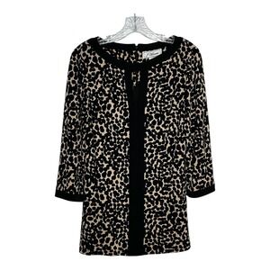 J Howard Women's Tunic Dress Black Beige Animal Print Career Casual‎